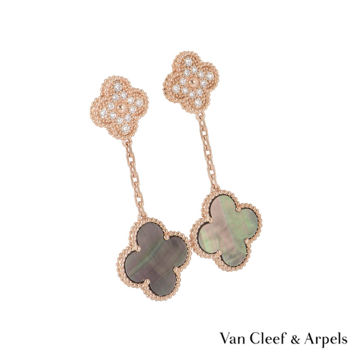 Van Cleef & Arpels Perlée Clover Diamond 18K Rose Gold Hoop Earrings Van  Cleef & Arpels